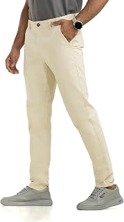 BELANO Men Slim Fit Beige Cotton Stretch Chinos