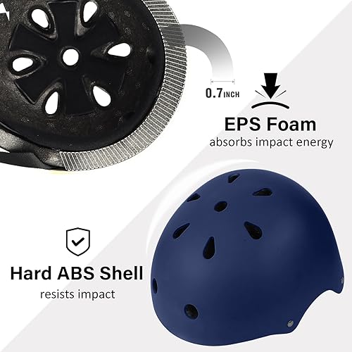 Miniatura 65 de Casco de bicicleta de monopatín, ligero ajustable, multideporte para bicicleta, patinaje, scooter, 3 tamaños para adultos, jóvenes y niños Mate