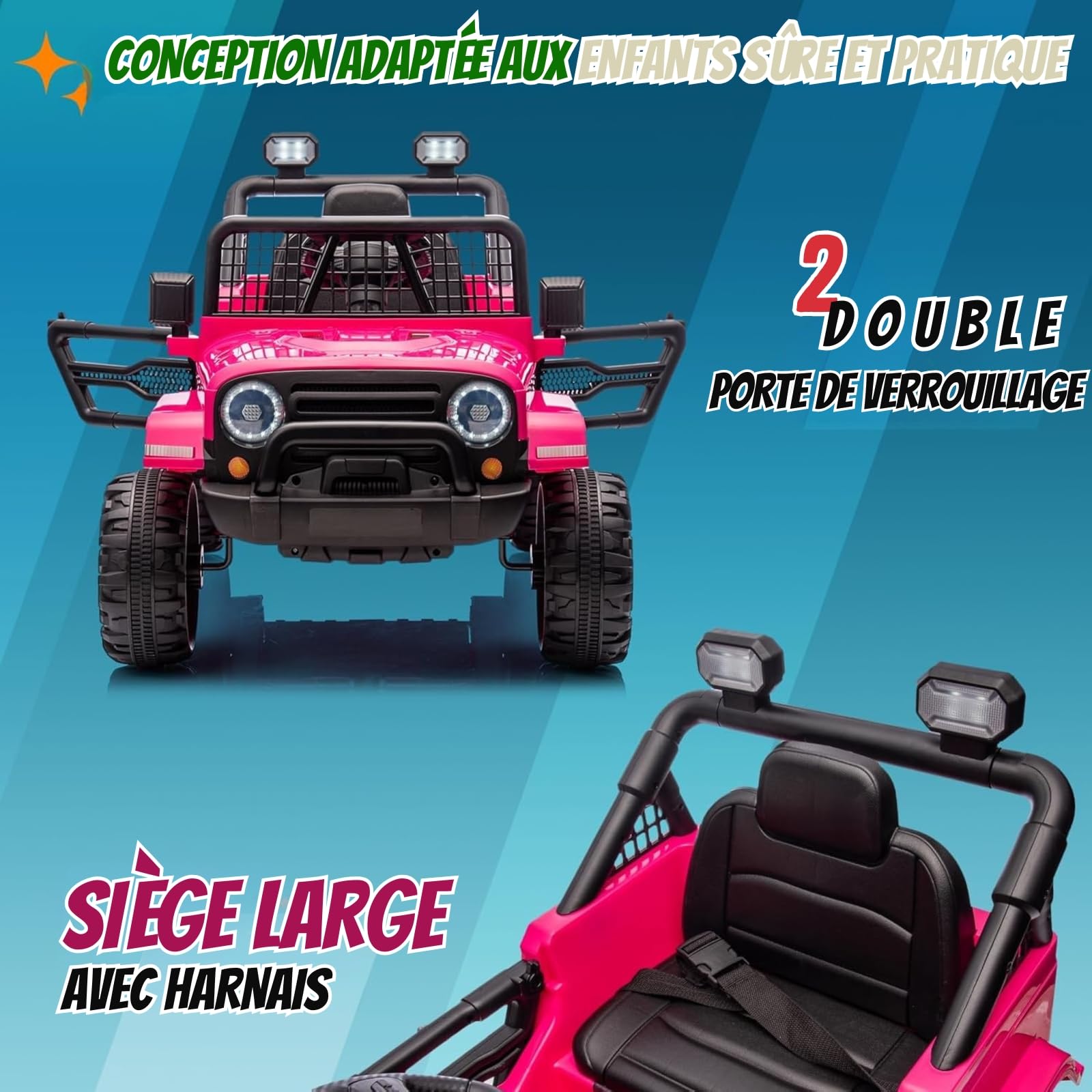 LALAHO Voiture Véhicule électrique Enfant 12V avec télécommande à 2,4 GHz,V. Max. 2,8 Km/h télécommande Effets sonores，Rose
