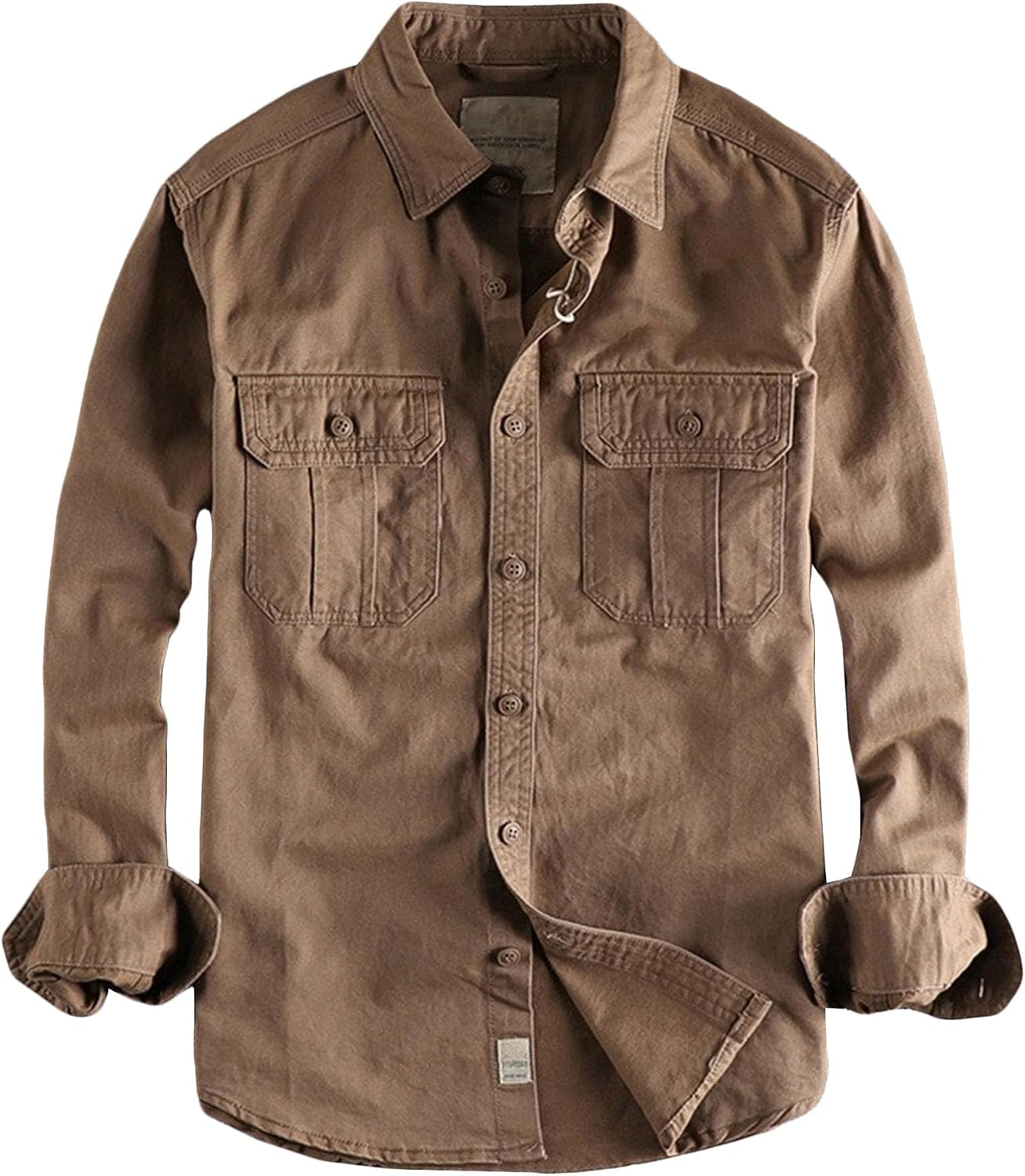 Maiyifu-GJ Men's Long Sleeves Distressed Denim Shirts Casual Lightweight Cotton Button-Down Shirt Fashion Vintage Jean Jacket