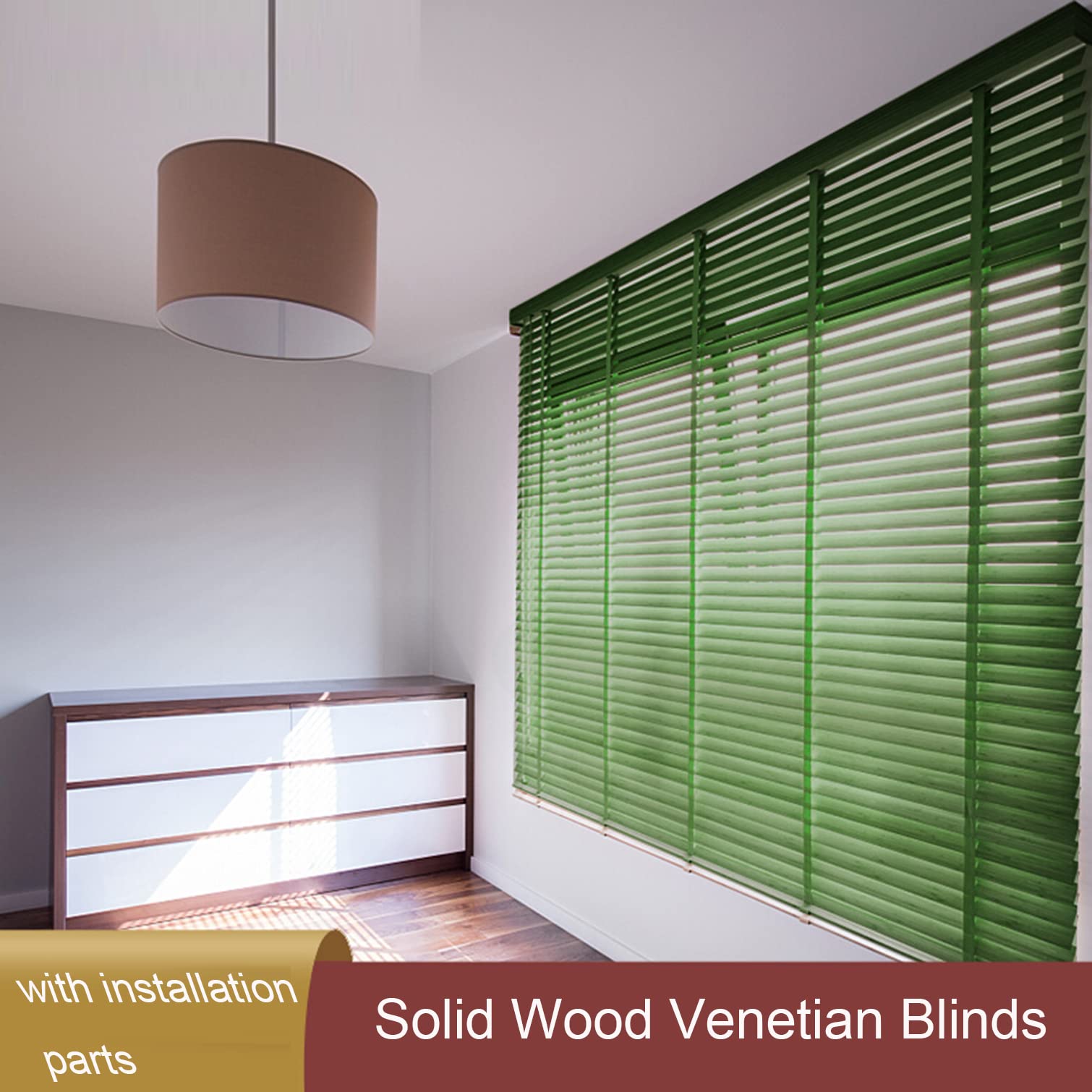 NIANXINN Holz Jalousie Büro Grüne mit Zugschnur,Echtholz Jalousie Jalousette,Lichtfilter-Rollo,Verdunkelungsrollos,Sichtschutzvorhänge, Fensterjalousie Holz Für Wohnzimmer (W90xH130cm(36x51in))