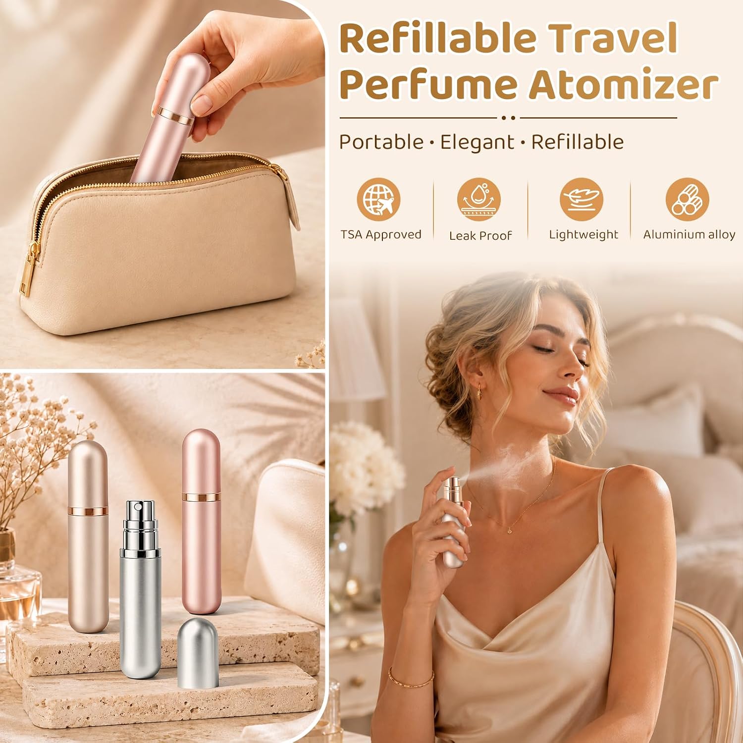Perfume Travel Refillable Bottle 5ml Bottom-Filling Perfume Atomizer