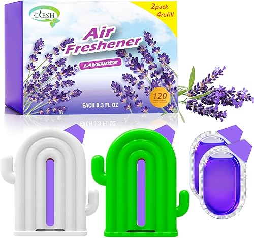 Miniatura 10 de Ambientador para el hogar, paquete de 2, 2 recargas, aroma océano, eliminador de olores, hasta 120 días, ambientador en forma de cactus para armario