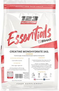 Creatine Monohydrate 1kg, Flavoured, Micronised Creatine for Easy Mixing | Vegan Friendly 1kg, Orange