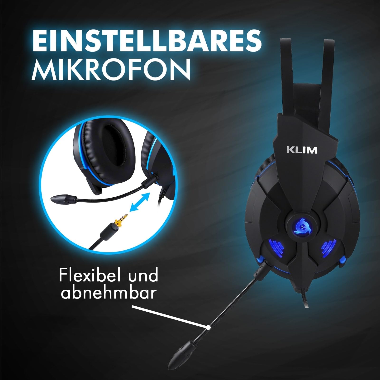 KLIM Impact V2 - Gaming Headset und Mikro USB - 7.1 Surround-Sound + Isolation - Hochqualitativer Klang + PS5 Headset mit Klangvolle Bässe - Für PC, PlayStation, Videospiele