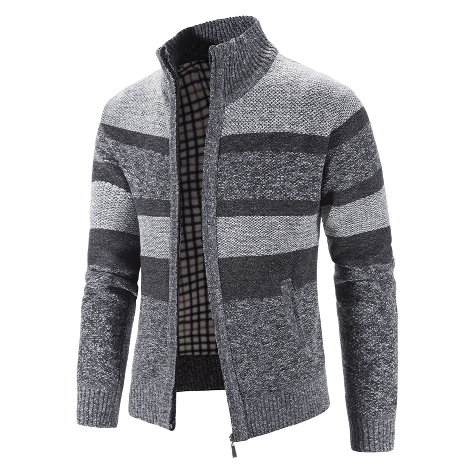 Cazadora Hombre Invierno - Cárdigan Informal de Manga Larga con Bolsillo y Cremallera para Hombre, Chaqueta de Punto Holgada, Abrigo para el Trabajo y el