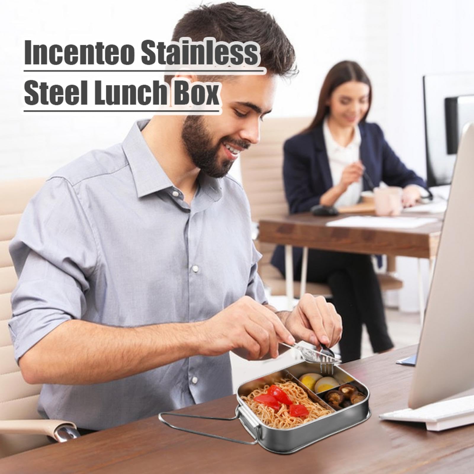 Contenitore per il pranzo a più scomparti, con sezione per