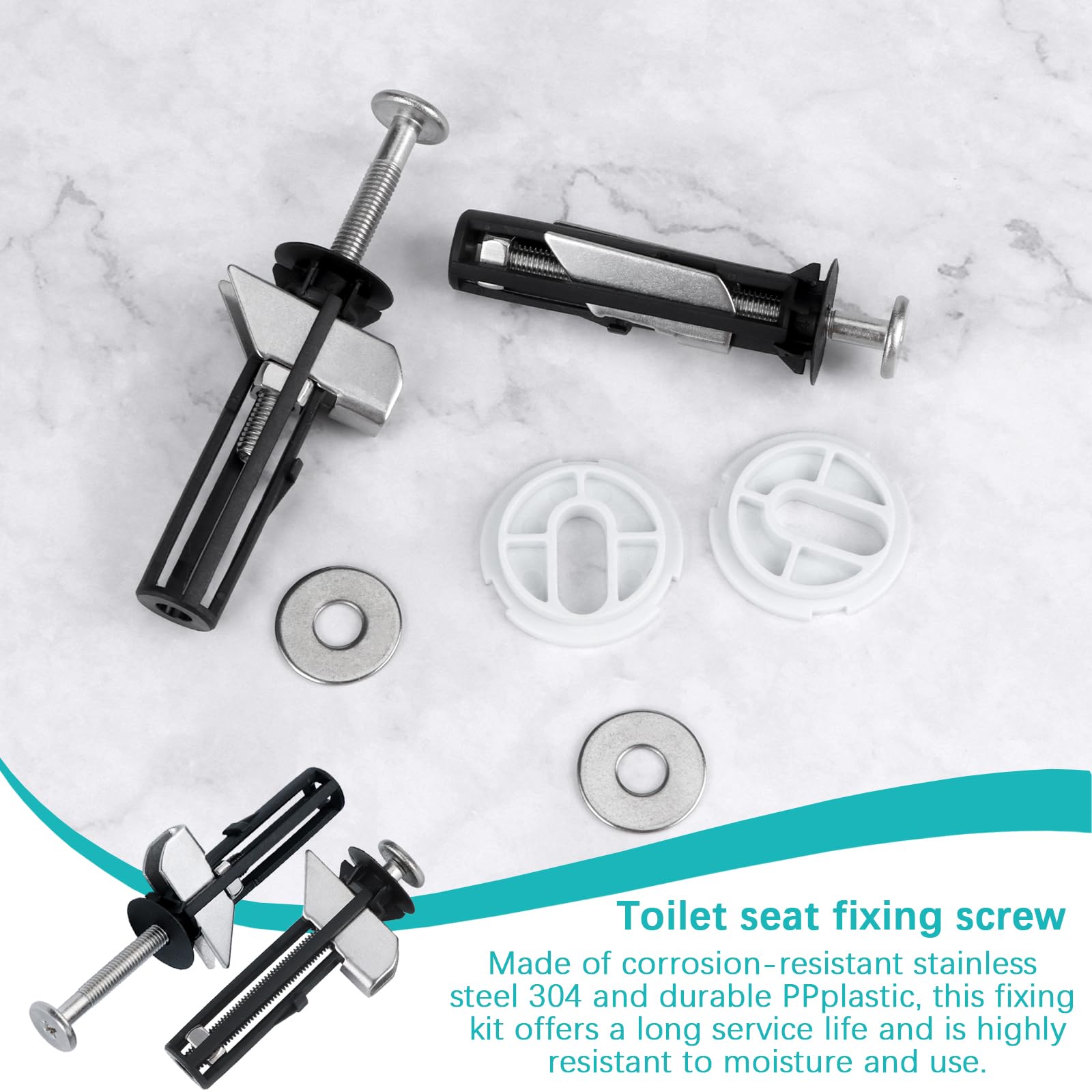 Nuovo Kit di Bulloni per Sedile WC 4 Pezzi, Universale Lungo, Vite Dado in Acciaio Inox Antiruggine di Alta Qualità, Accessori per Manutenzione Coperchio Toilette, facile da installare