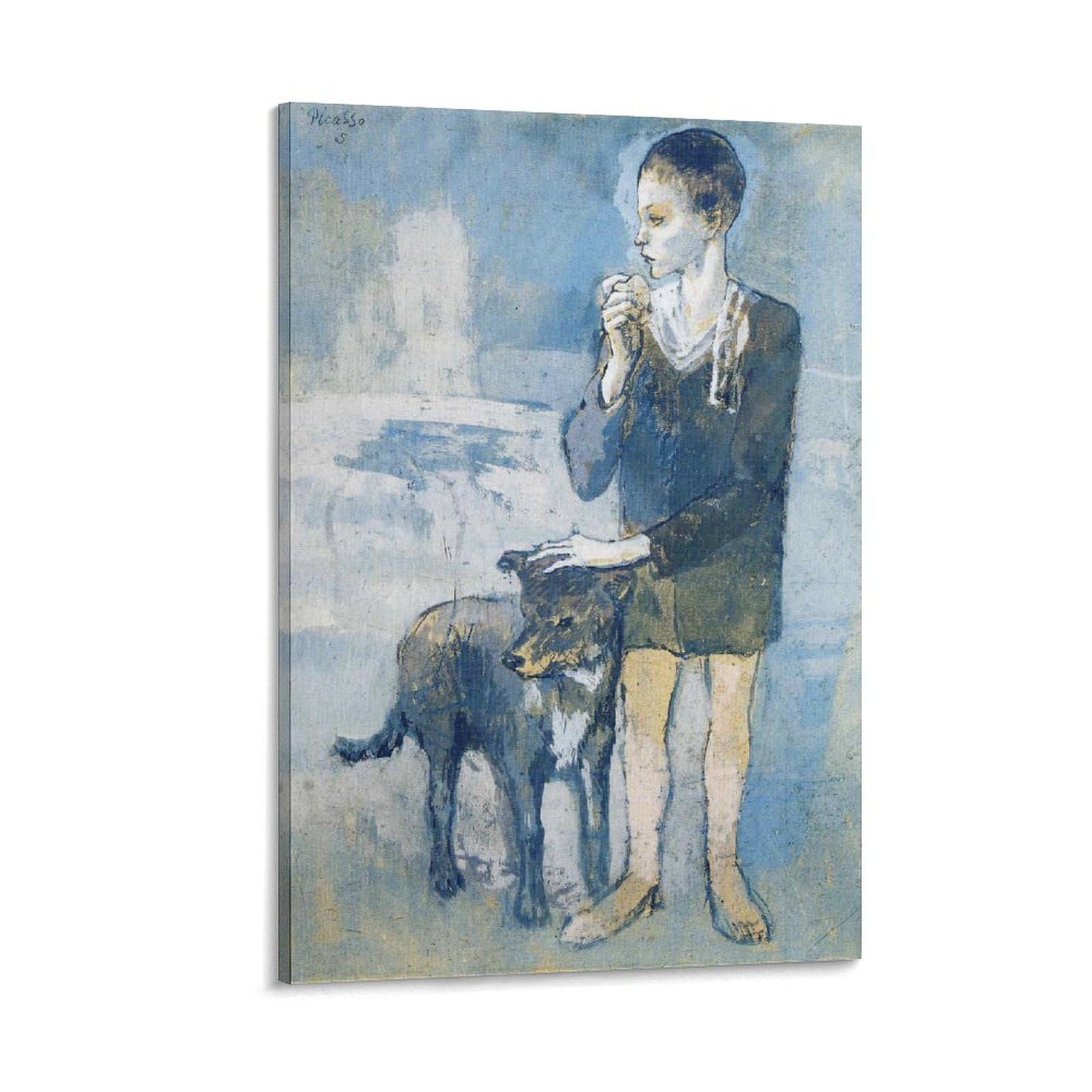 LZTEN Pablo Prints Picasso Boy with A Dog 1905 Prints Posters Canvas Wall Art Oil Paintings Deco Framed 20x30inch