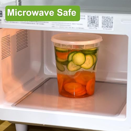 Miniatura 4 de Moretoes 60 juegos de recipientes de sopa de 32 onzas con tapas, recipientes herméticos resistentes para microondas para sopas, sobras, salsas