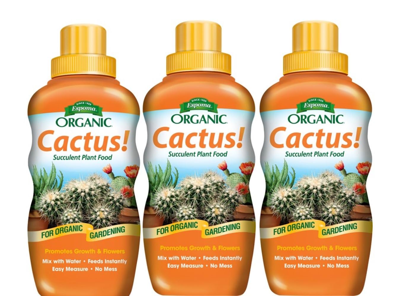 Organic Cactus! Plant Food, Natural & Organic Fertilizer for All Cactus, Succulents, Palm, and Citrus Both Indoors and Outdoors, 8 oz, Pack of 3