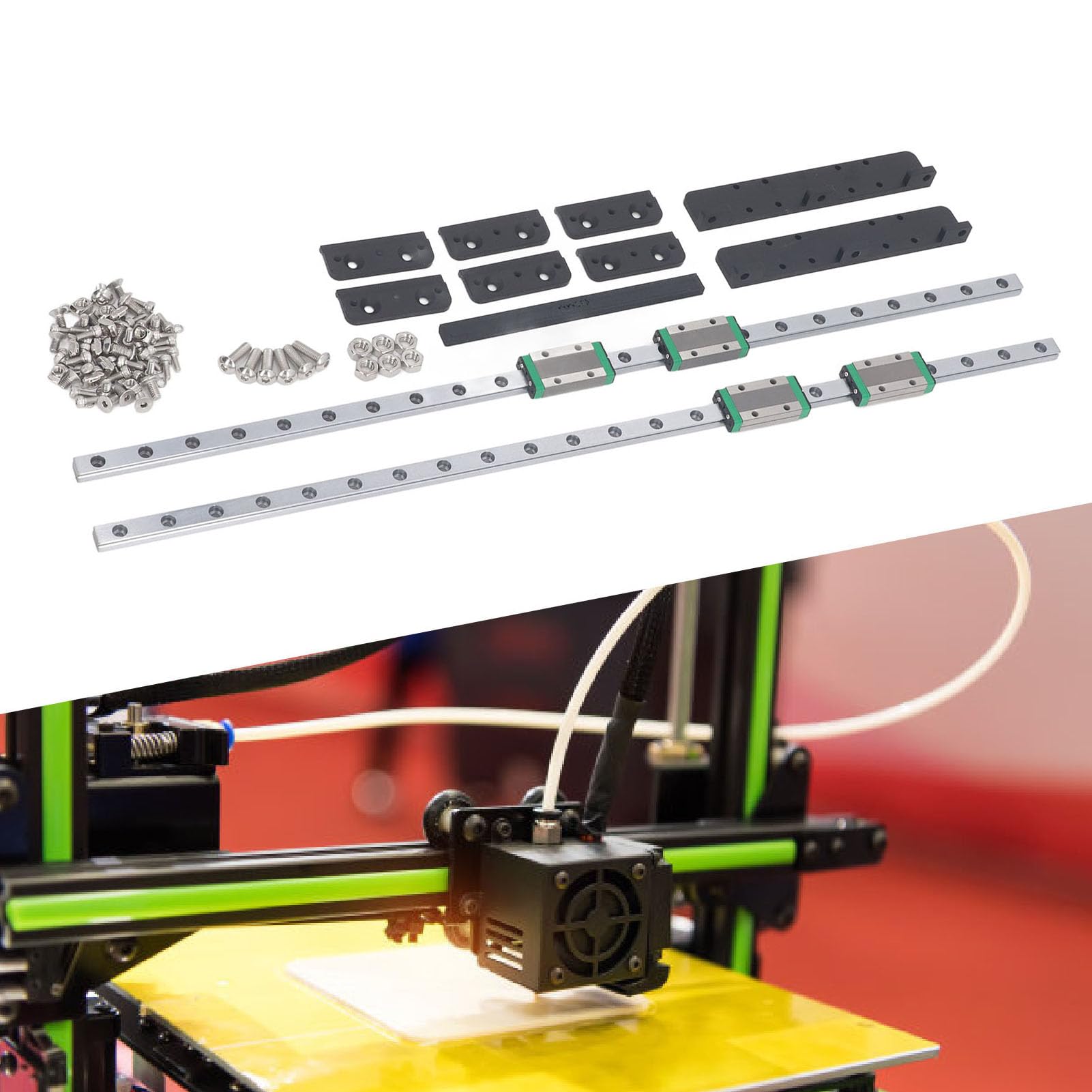 Kit de Guidage de Rail Linéaire pour Imprimante 3D, Rail Linéaire en Acier Cr à Haute Teneur en Carbone avec Mouvement Fluide pour Axes Y 3 Plus, 4 Plus, Rail de Guidage