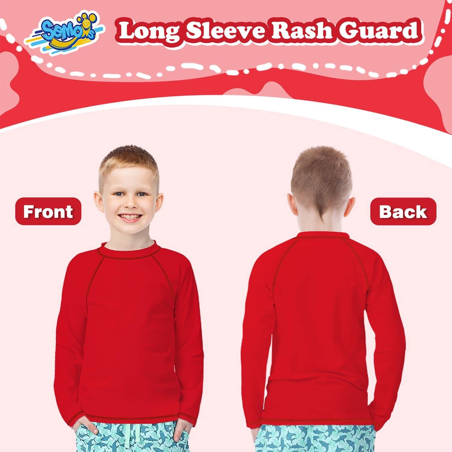 Boys' Rash Guard Long Sleeve UPF 50 Sun Shirts for Toddler Kids Rashguard Water Swimming - Image 3