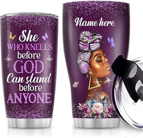 Jesuspirit Vasos personalizados para mujer, vaso aislado de acero inoxidable de 20 onzas y 30 onzas con tapa, taza de café de viaje, regalos