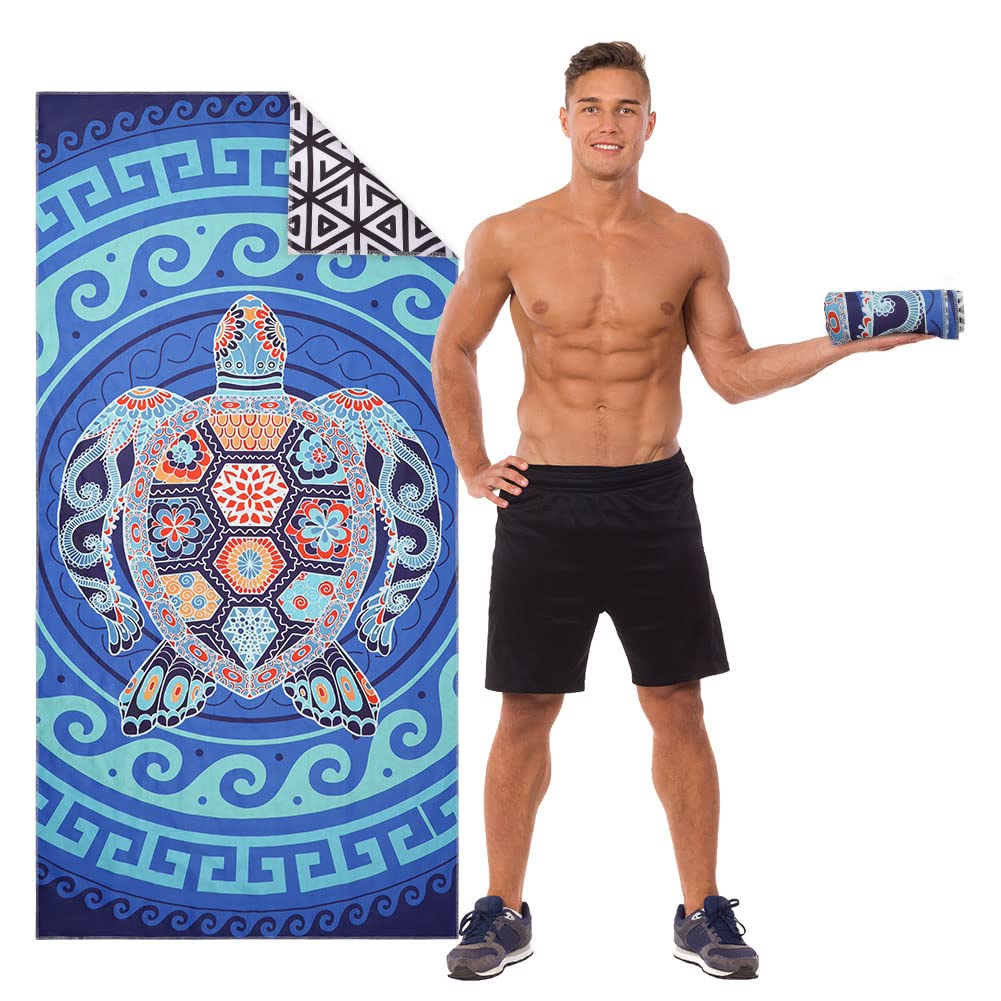 URAQT Microfiber Stripe Beach Towel, Soft Super Absorbent Quick Dry Large Sand Free Travel Towel Swim for Sports Gym Pool Drying Pets (160 * 80CM), (C-C230518-FBA)