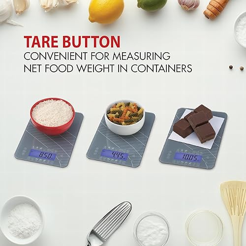 Miniatura 6 de SmartHeart Báscula digital de cocina con calculadora de calorías y carbohidratos, sensores de precisión, plataforma de vidrio templado, conversiones