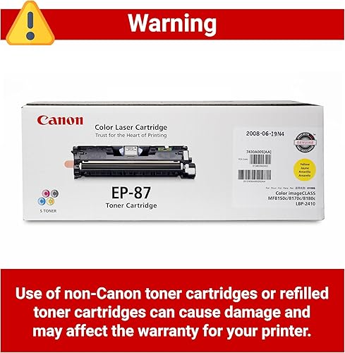Miniatura 4 de Canon Tóner original, cartucho EP-87 amarillo (7430A005), 1 paquete, para impresora láser Canon Color imageCLASS MF8170c, MF8180c