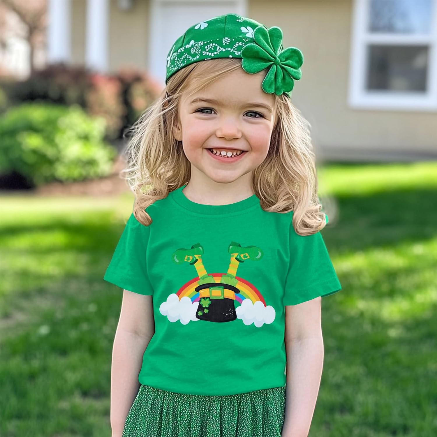 Girl Boy St Patricks Day Shirt Toddler Shamrock Clover Rainbow T-Shirt Funny Holiday Short Sleeve Tops - Image 2