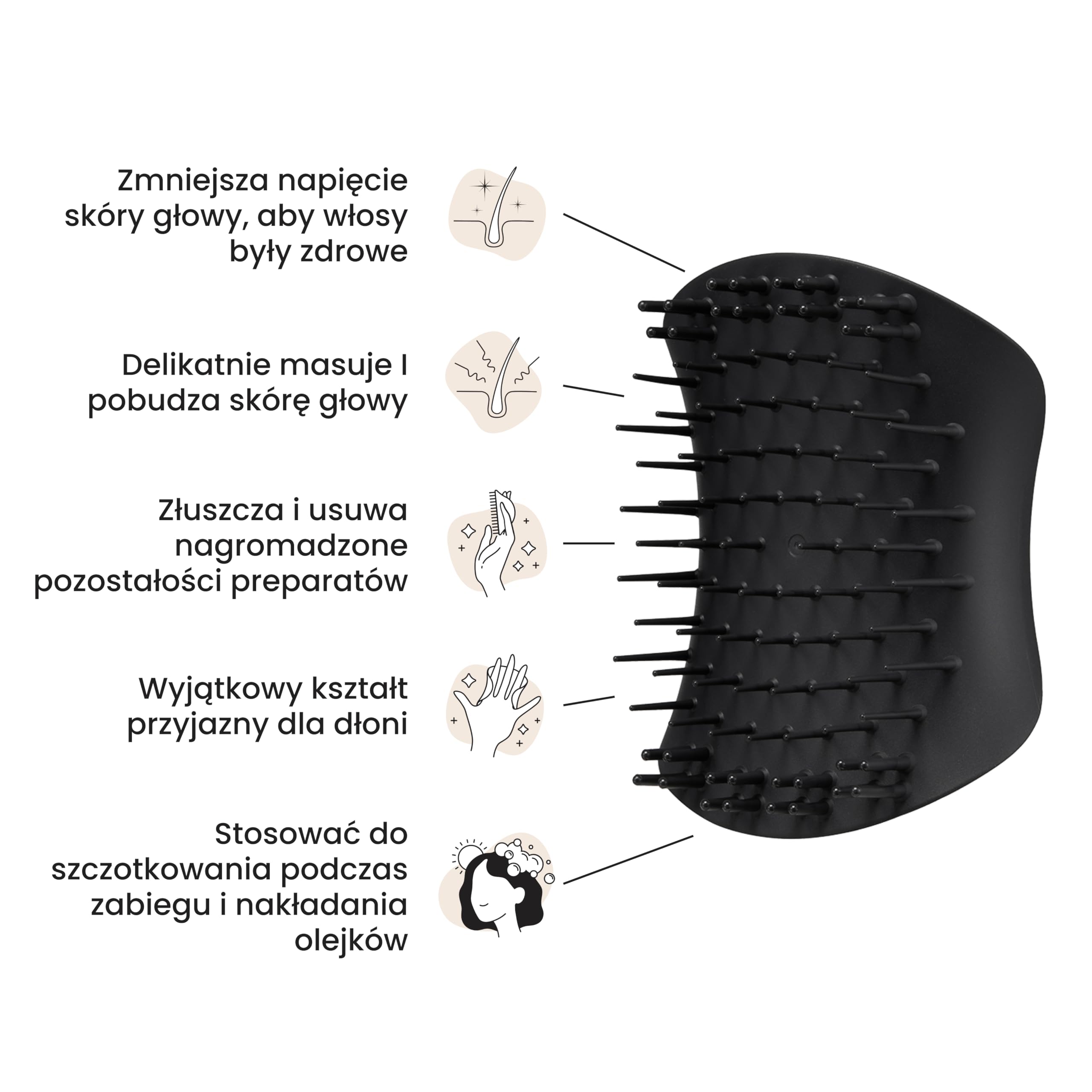Tangle Teezer Scalp Exfoliator & Massager - Idealny do pielęgnacji włosów i detoksykacji skóry głowy - Usuwa brud i martwe komórki naskórka - Onyksowa czerń