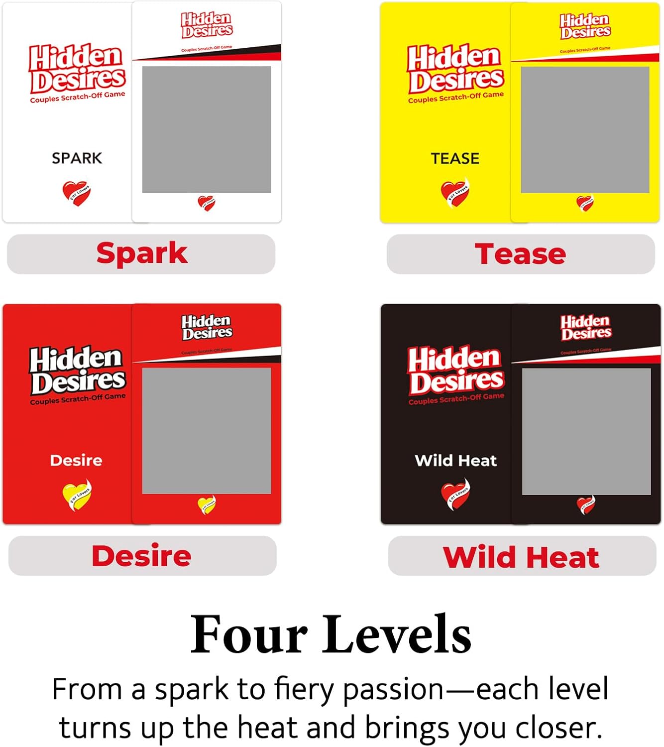 Couples Games, Hidden Desires Scratch Off Game - 64 Spicy, Dares and Romantic Cards, Couples Games for Date Night, Anniversary & Valentines Gifts, Bedroom Card Game for Couple