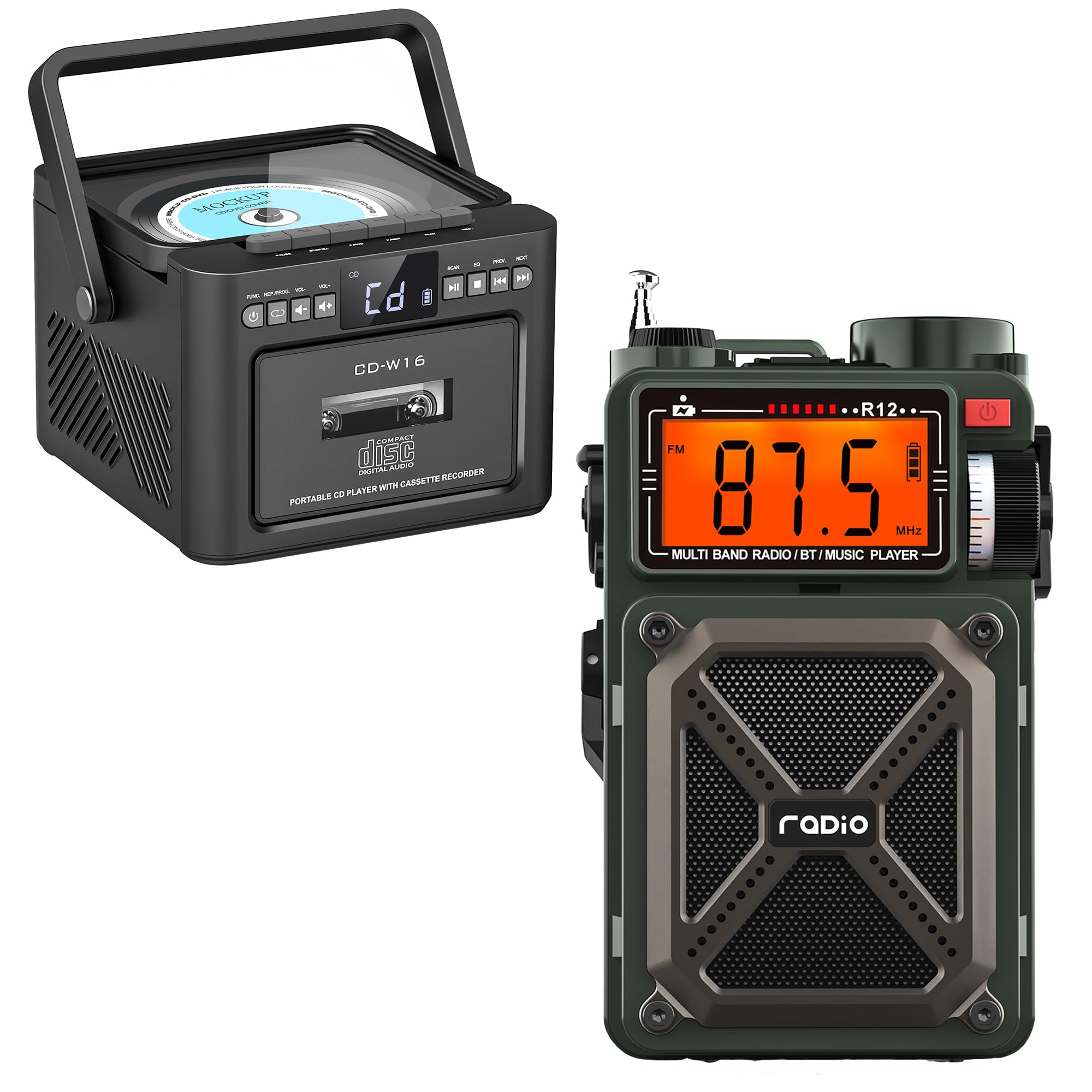 Amazon.com: Rechargeable CD Player Boombox Bluetooth Cassette