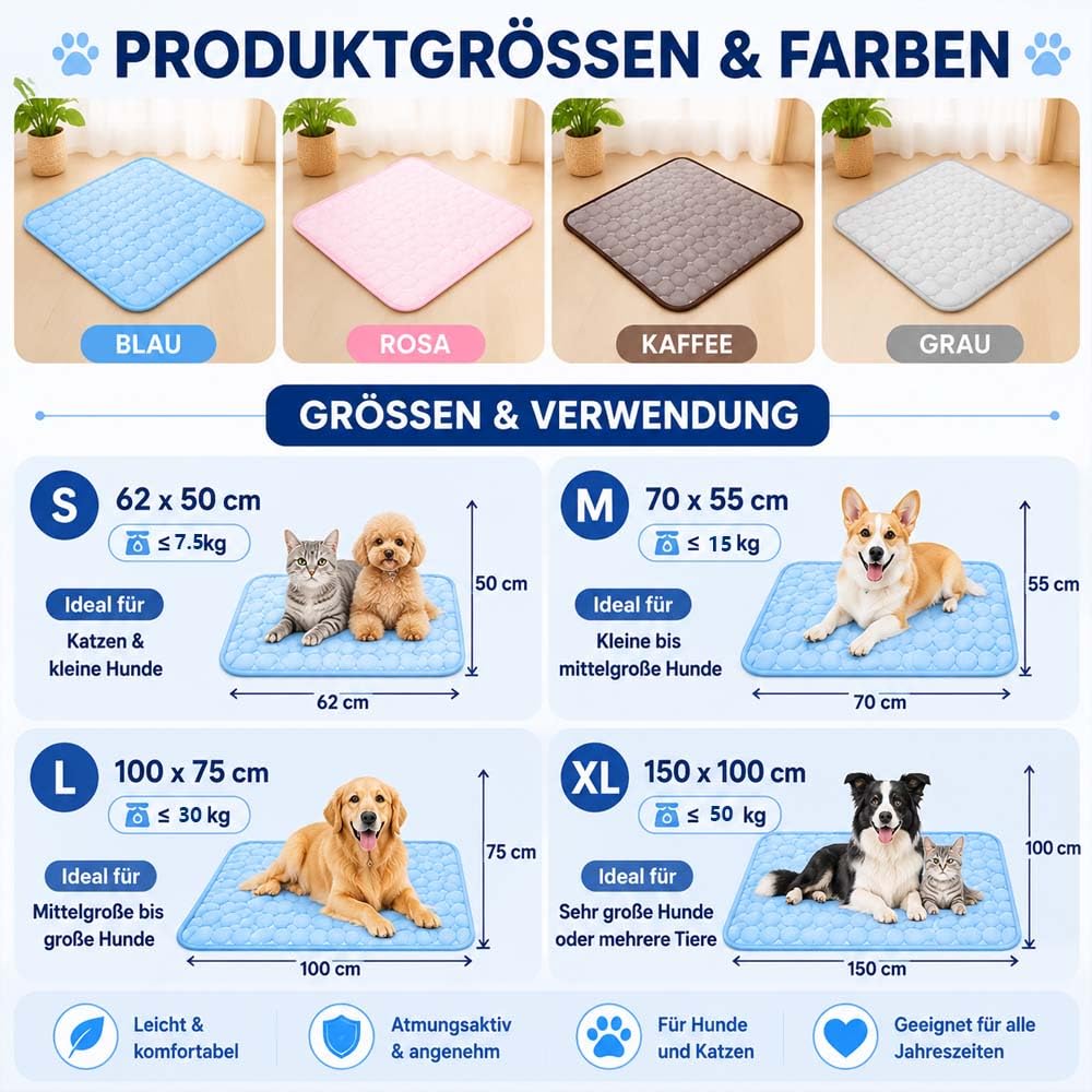 Leyof KüHlende Decke Hund,KüHlmatte Hund Katze Ohne GelfüLlung,Waschbar, Atmungsaktiv,KüHlkissen,Sommer, HeißEs Wetter FüR Zuhause Unterwegs Oder Im Auto (Rosa,150x100 cm)