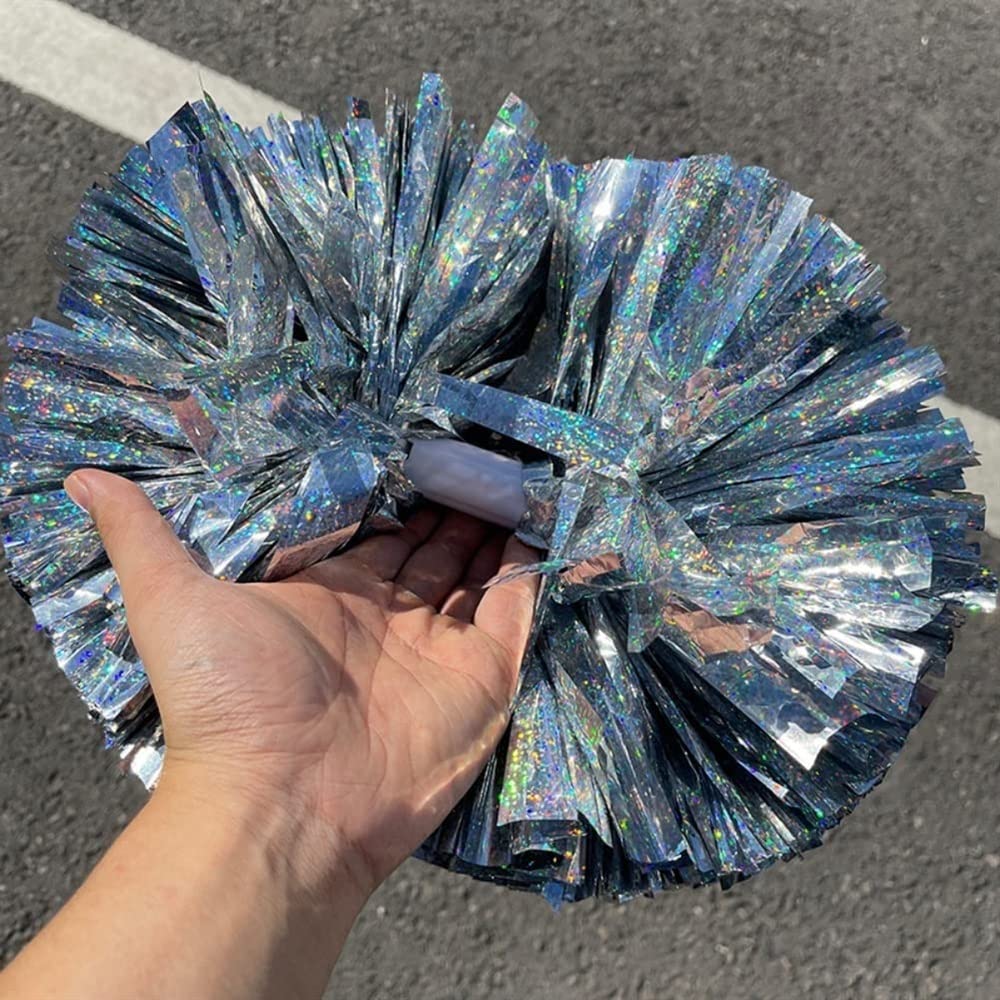 Pompon da Cheerleading 12,6 Pollici con Diamante Metallico Lucido per Bambini, Giochi Sportivi Scolastici