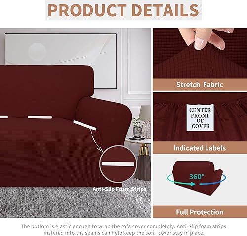 Miniatura 10 de Easy-Going - Funda para sofá 100% impermeable de ambos lados, funda de jacquard elástica, protector de muebles a prueba de derrames para niños,