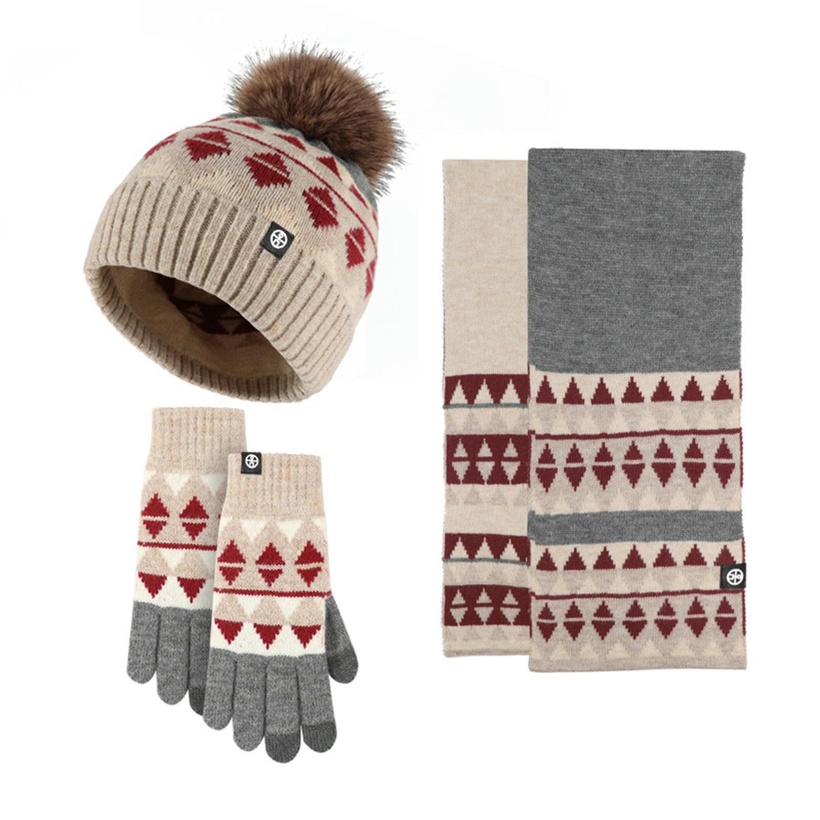 Wintermütze Schal Handschuhe Set Gestrickte Winterhandschuhe, Schals, Mützen Und Wollsets Für Wärme Schutz Vor Kälte-hx319 Schwarz