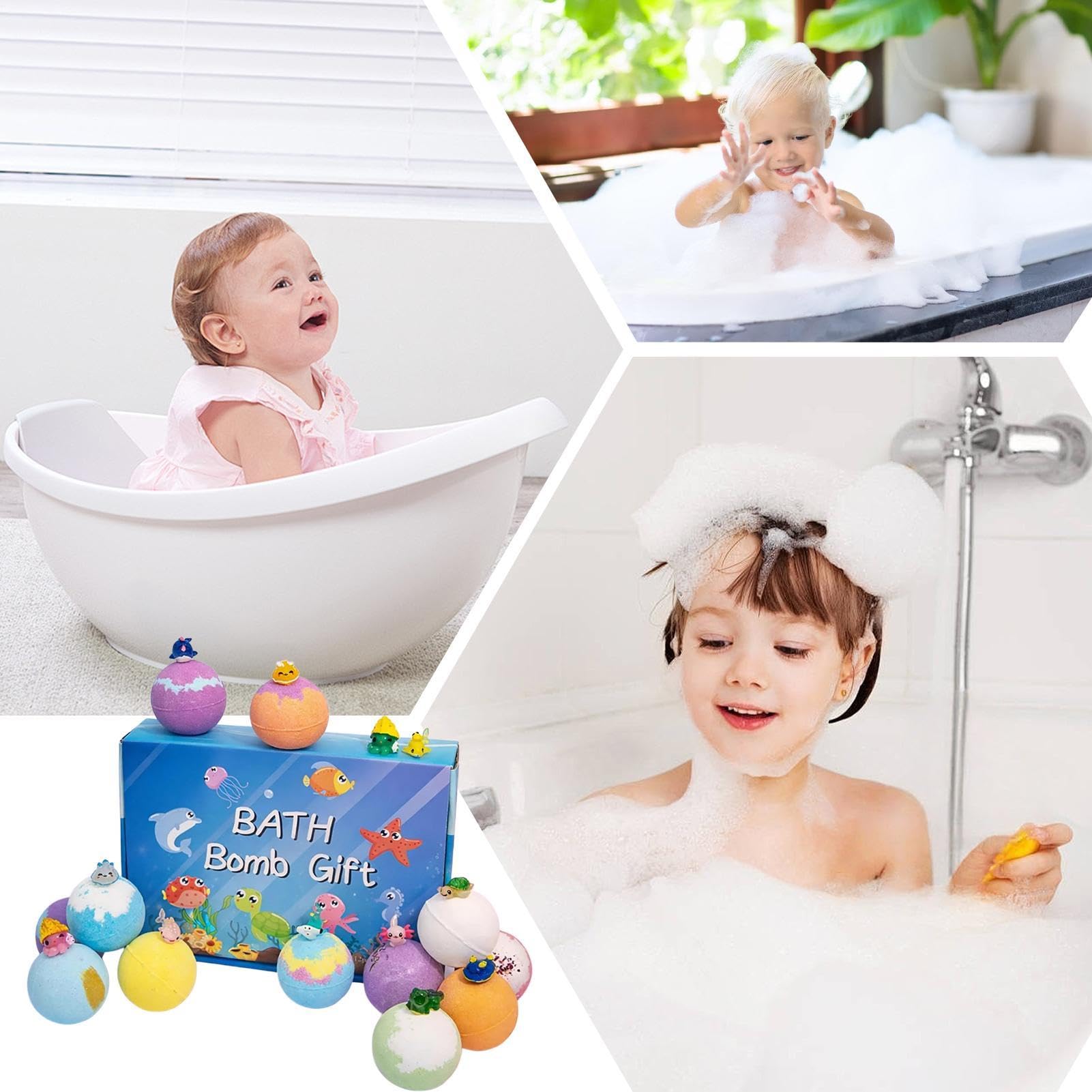 Badeball mit Überraschungsspielzeug im Inneren Buntes, sicheres | Badespaß Set für die Badewanne Badewanne Familienzeit Garten Pool Zuhause Spielzeit Schwimmen