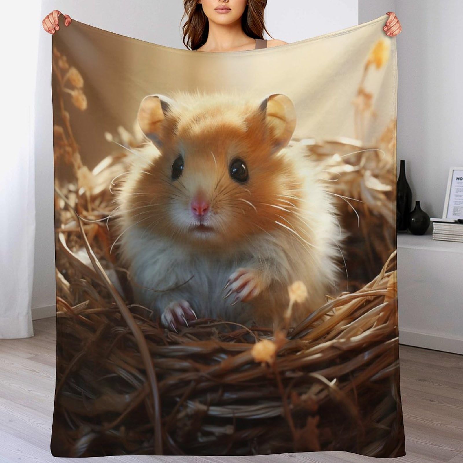Couverture hamster plaid flanelle polaire moelleux et douce chaude pour bébé et lit