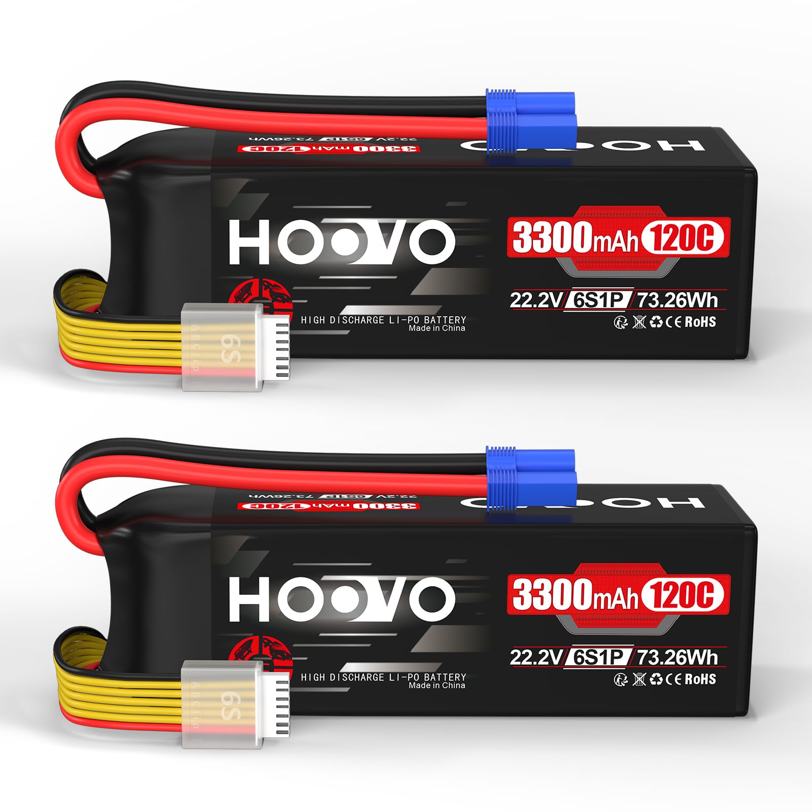 HOOVO Batería Lipo 6S De 22.2 V 100 C 5200 MAh Con Conector EC5 Para Coche Camion Truggy Buggy Tank Rc Avion Helicoptero Barco Carreras De