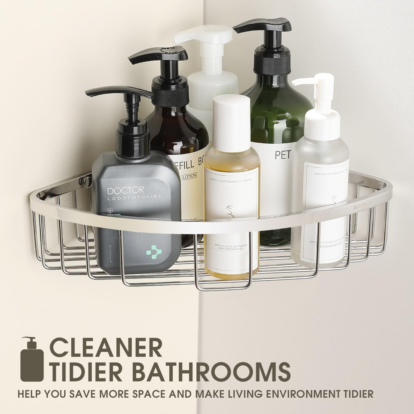 NESHO Douche Planken Zwarte Shampoo Houder Voor Douche Geen Boren Douche Caddy Roestvrij Staal Zelfklevende Wandmontage Voor Keuken Badkamer B2 Tier 305cm Maat A1 Vloer 30cm