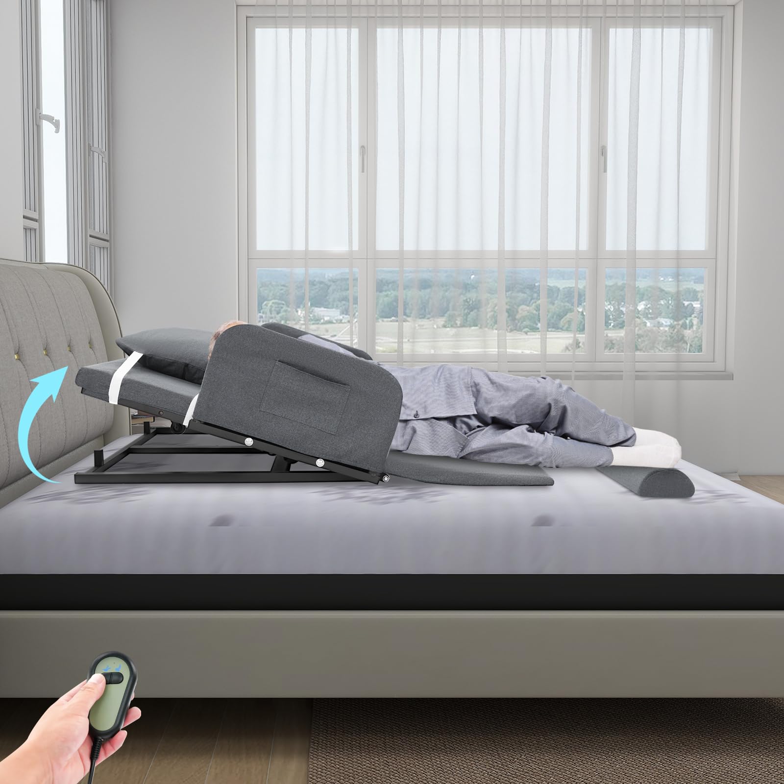 Aiuto elettrico per la costruzione del sedile, schienale regolabile per letto con telecomando, 55 W, 100 kg, portata 10-80°, cuscino per il riposo delle gambe, comfort per gli anziani, la