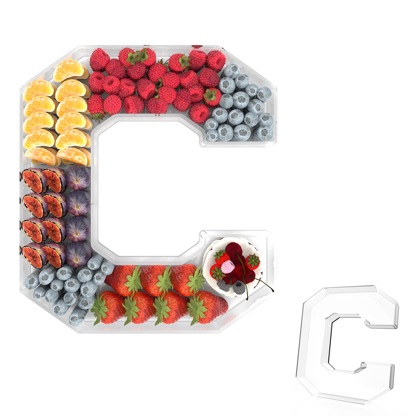 11" Acrylic Letter Charcuterie Tray,Fillable Alphabet &amp; Number Box(Letter C)