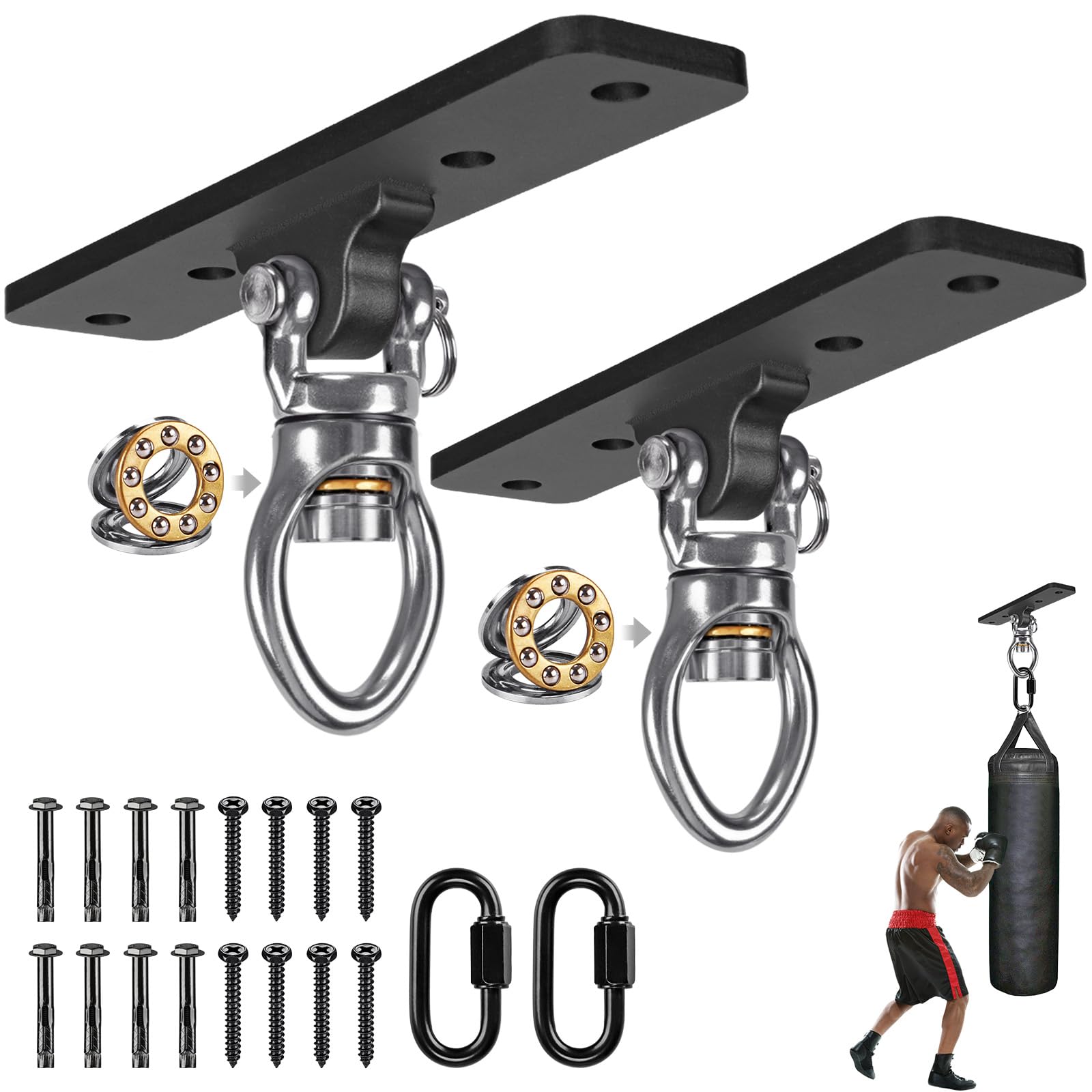 Kipika Heavy Bag Hanger Wall Mount Punching, Rotatable Heavy Duty Boxing Bag Bracket for Home Gym Indoor, Adjustable Length for Kickboxing Bag, Muay Thai Bag