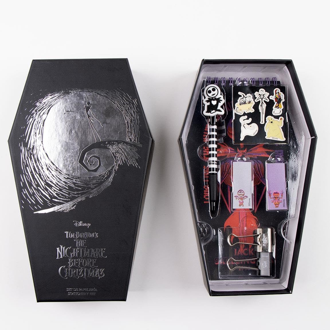 Nightmare Before Christmas Stationery Set - Includes Notebook, Pen, Stickers, Notes and Tweezers - Stationery Accessories - Original Product Designed in Spain, multicoloured, thematic, practical