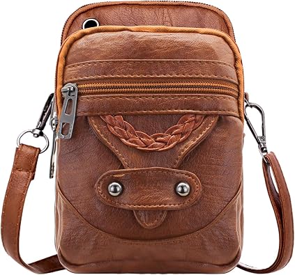 women Small Crossbody Phone Bags, Soft Leather Shoulder Bag with Headphone Jack, Small Crossbody Bag for Women