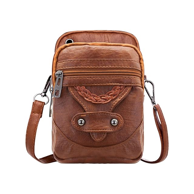 women Small Crossbody Phone Bags Soft Leather Shoulder Bag with Headphone Jack Small Crossbody Bag for Women
