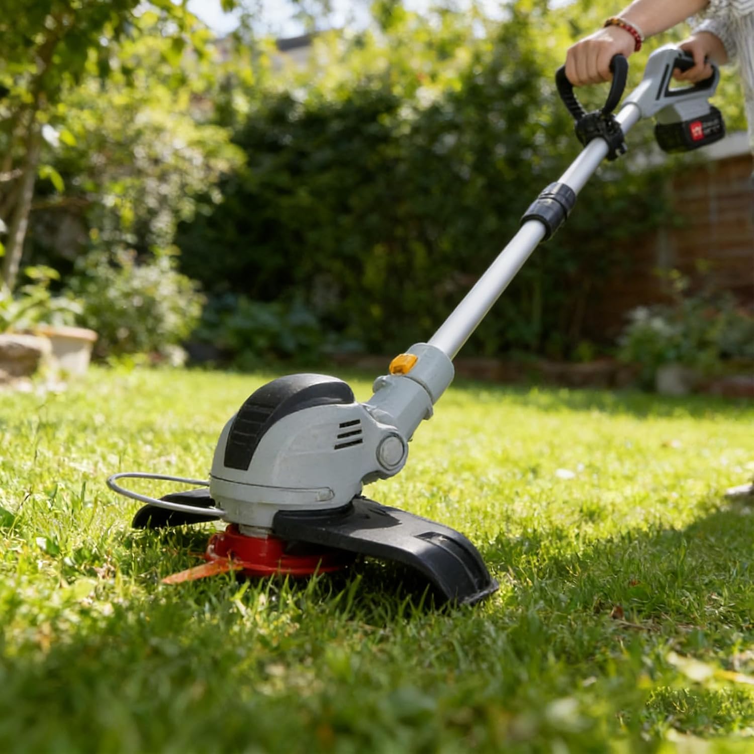 Cordless Weed Whack, 21V Battery Powered Weed Wacker, 3-in-1 Electric Weed Trimmer and Lawn Edger, Adjustable 39–54 in, 2 Batteries, Lightweight Grass Trimmer for Yard Garden (Gray)