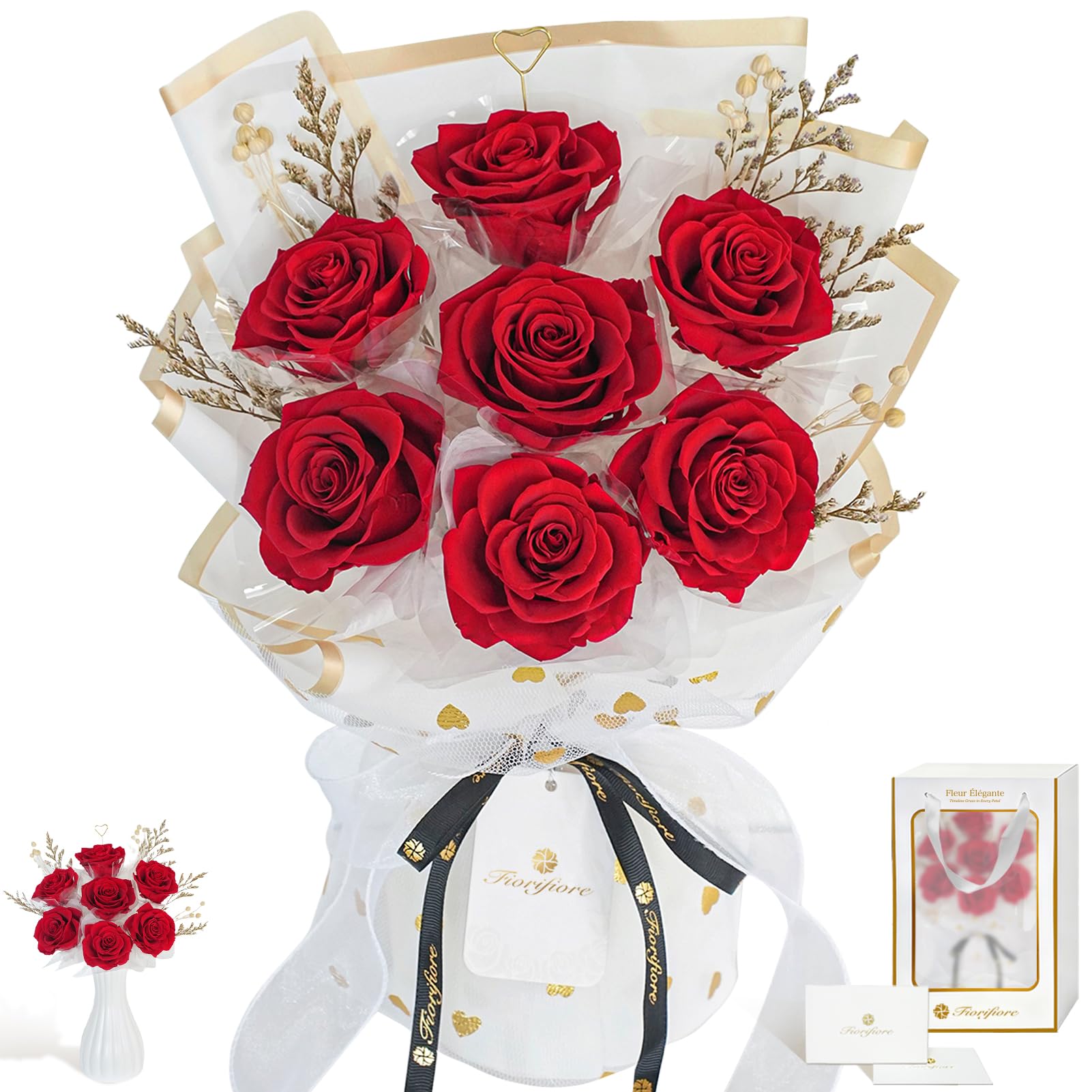 プリザーブドフラワー ブーケ 7輪（赤）