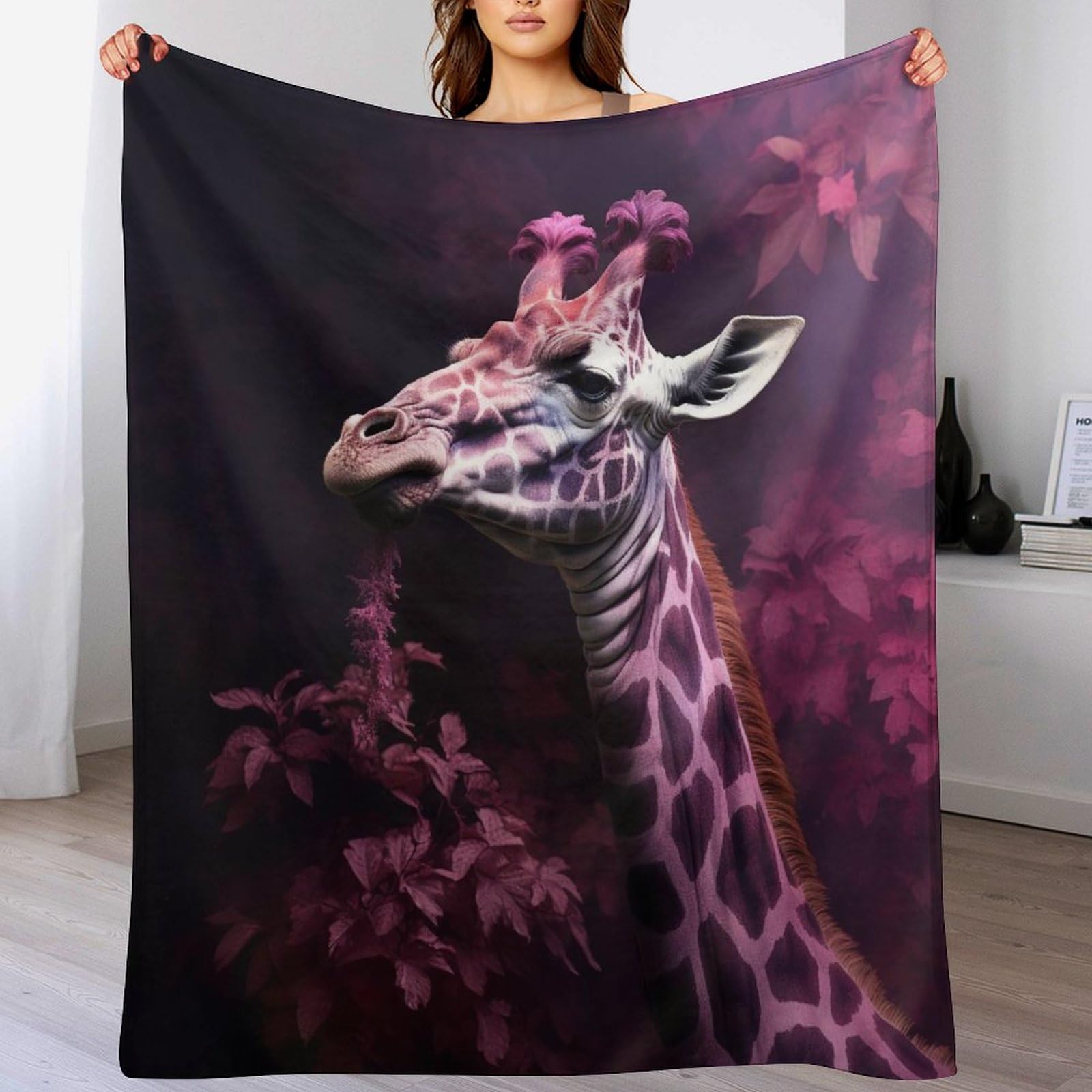 Couverture plaid girafe haut de gamme en flannel douillette 130x150