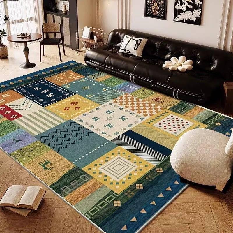 Tapis carré pour salon patchwork idéal pour une chambre à coucher cosy