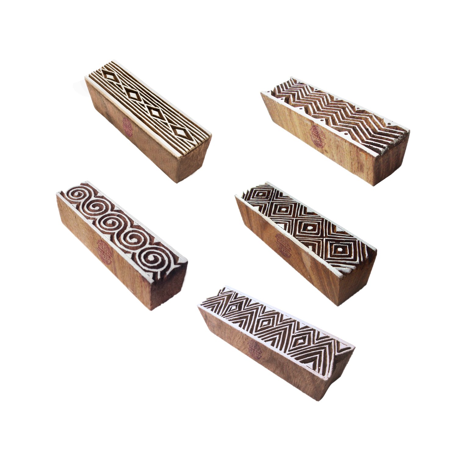 Royal Kraft Oriental Designs Border and Geometric Wooden Block Stamps (Set of 5)