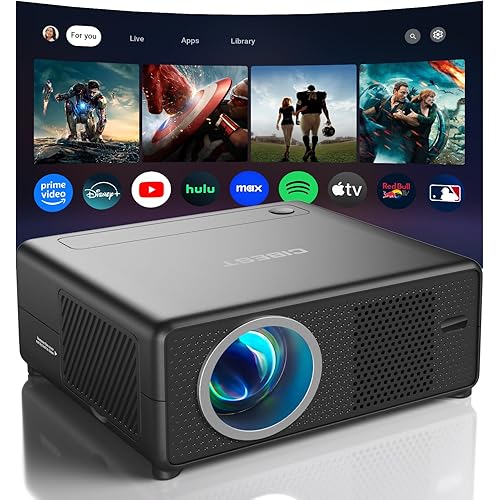CiBest Mini Projector with WiFi and Bluetooth, Compatible with Netflix/YouTube/PrimeVideo, Electric Focus & Keystone, Short Throw Full HD 1080P Supported, Portable Outdoor/Indoor Use
