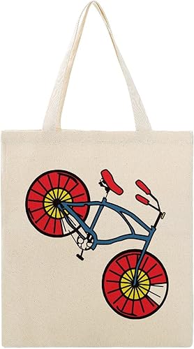 Bolsa de lona reutilizable con bandera de Colorado y bicicleta, bolsa de compras de comestibles, bolsa de hombro para viajes de oficina