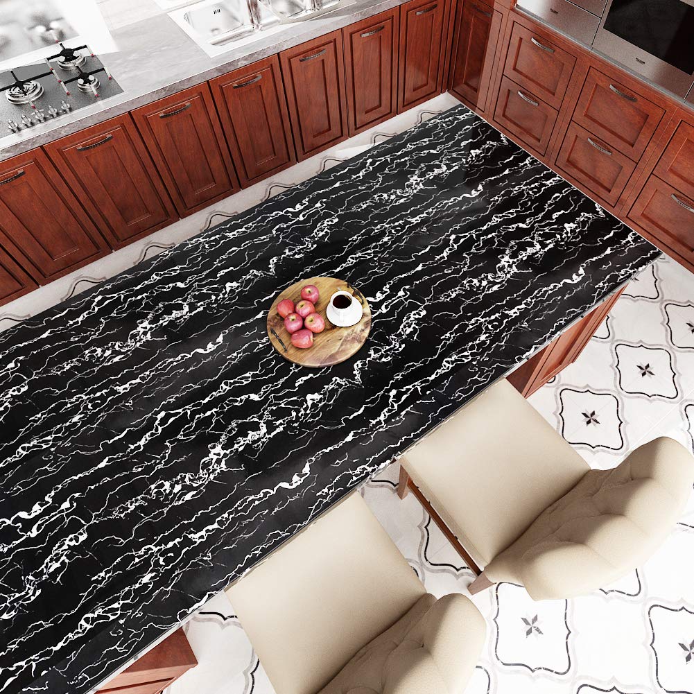 Marmor Selbstklebefolie Schwarz-Weiß 40 Cm X 3 M – Wasserfest, Für Küche, Bad & Möbel