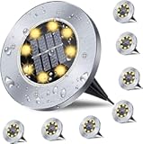 Solar Ground Light&comma; Waterproof Solar Garden Light&comma; Upgraded Outdoor Garden Waterproof Bright in-Ground Lights&comma; Landscape Lights for Pathway&comma;Yard&comma;Deck&comma;Lawn&comma;Patio&comma;Walkway &lpar;8 Pack Warm Light&rpar;