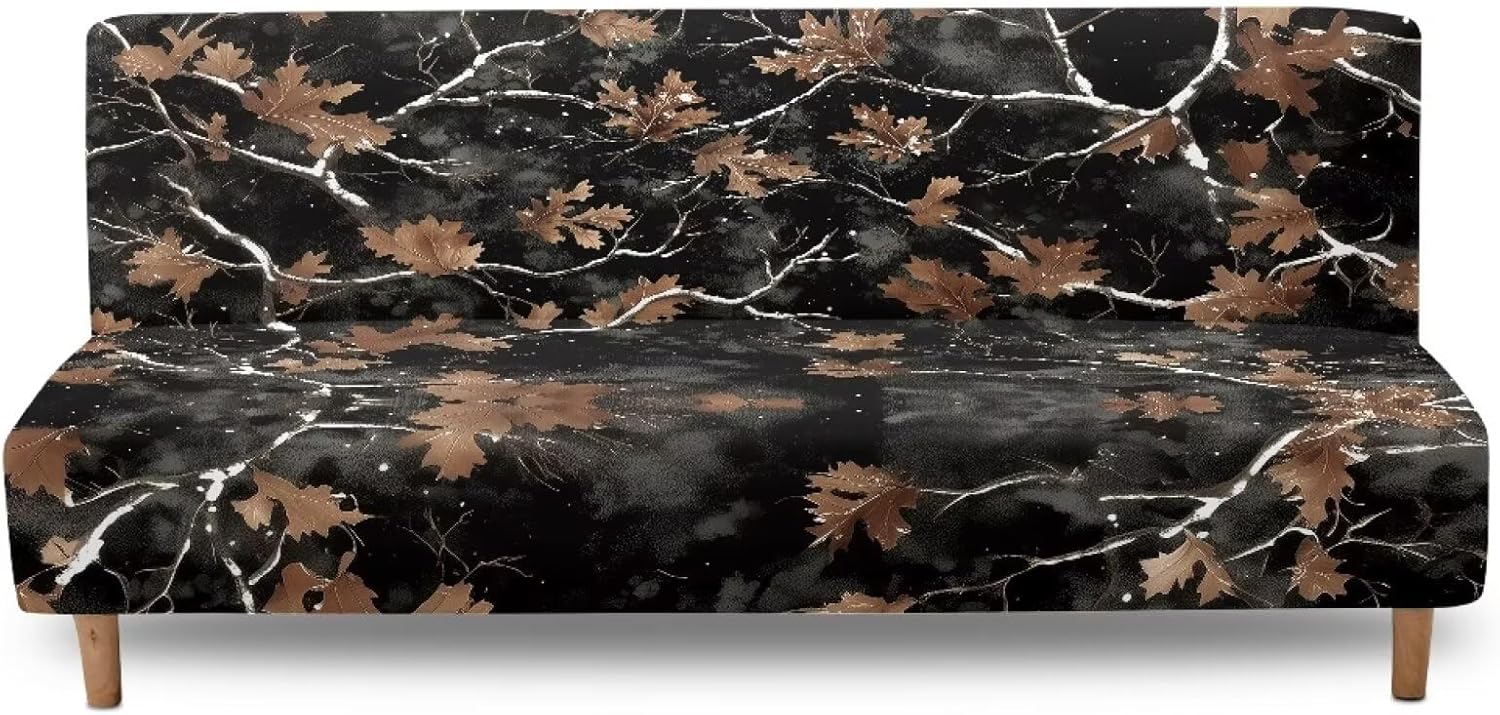 Camo Hunting Futon Cover Stretch Armless Sofa Slipcover Sofa Bed Covers Washable Couch Cover Elastic Furniture Protector for Dogs Cats Pets