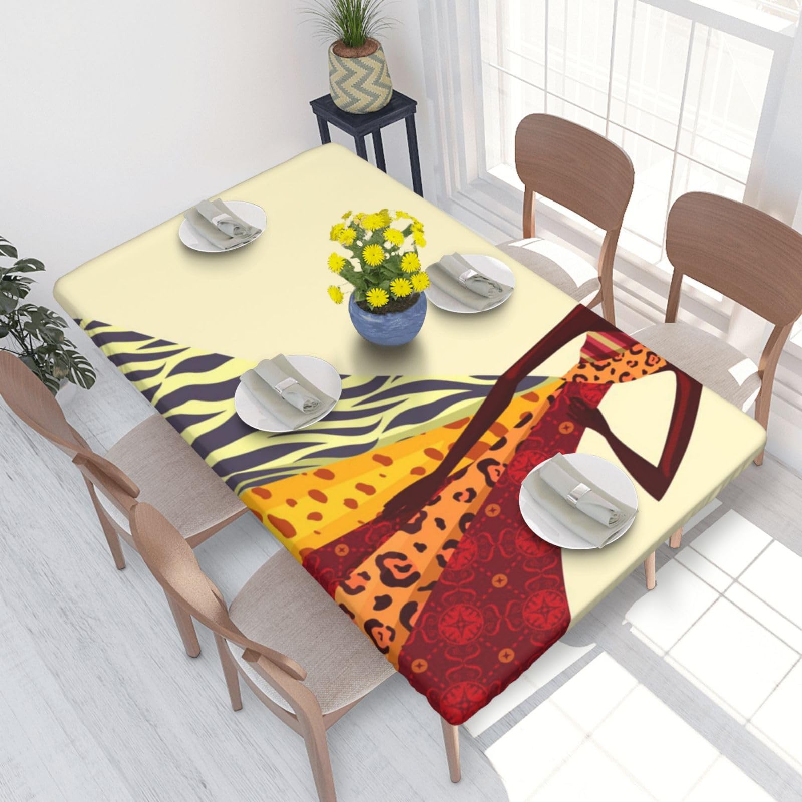 BNVSADC traditional african girl painting Printed 4FT Tablecloth 122x76 CM Polyester Kitchen Water Resistant Table Cloth Dining Table Decoration Table Covers